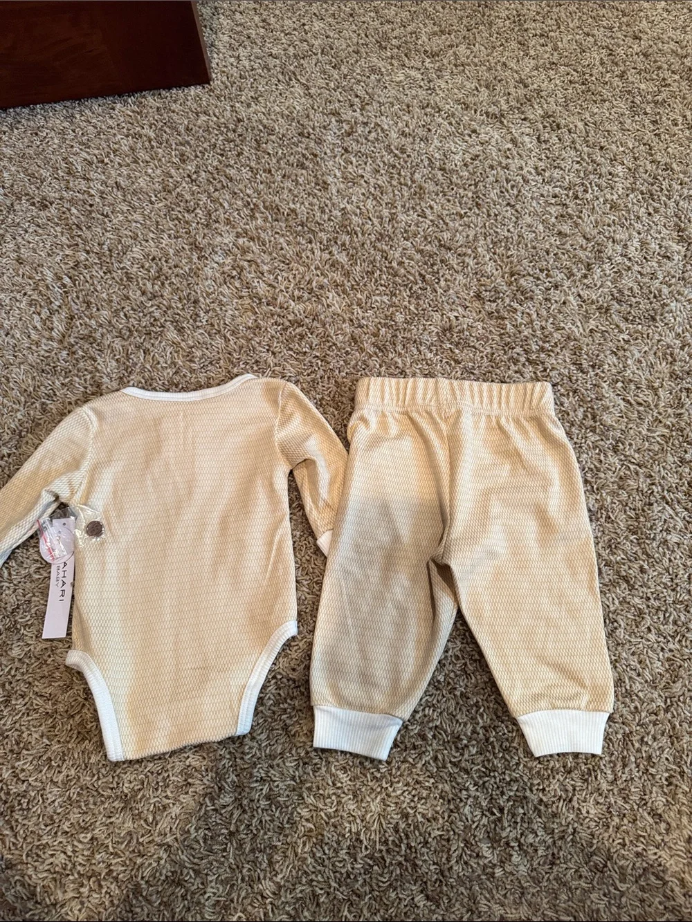 Tahari Tan/Orange and White Baby Girl Matching Set